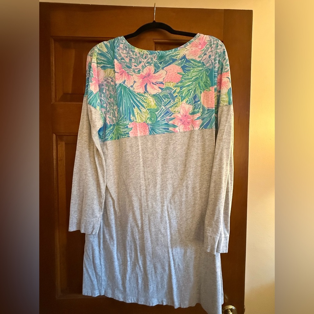 Lilly Pulitzer Blue and Green Patterned tshirt dress